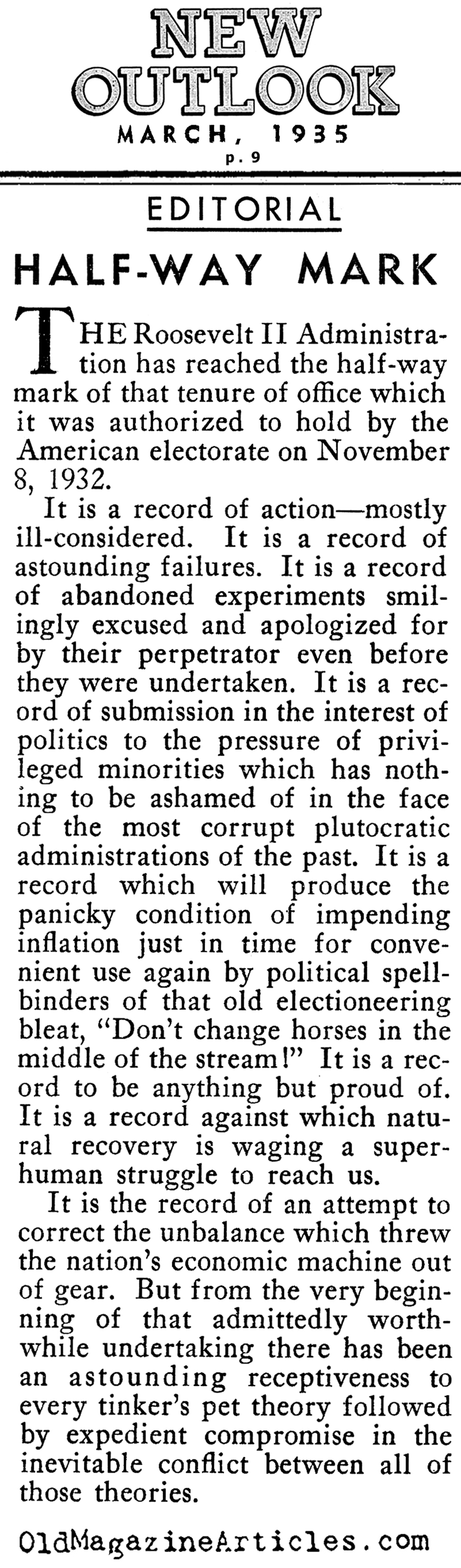 FDR's Continuing Failures (New Outlook, 1935)