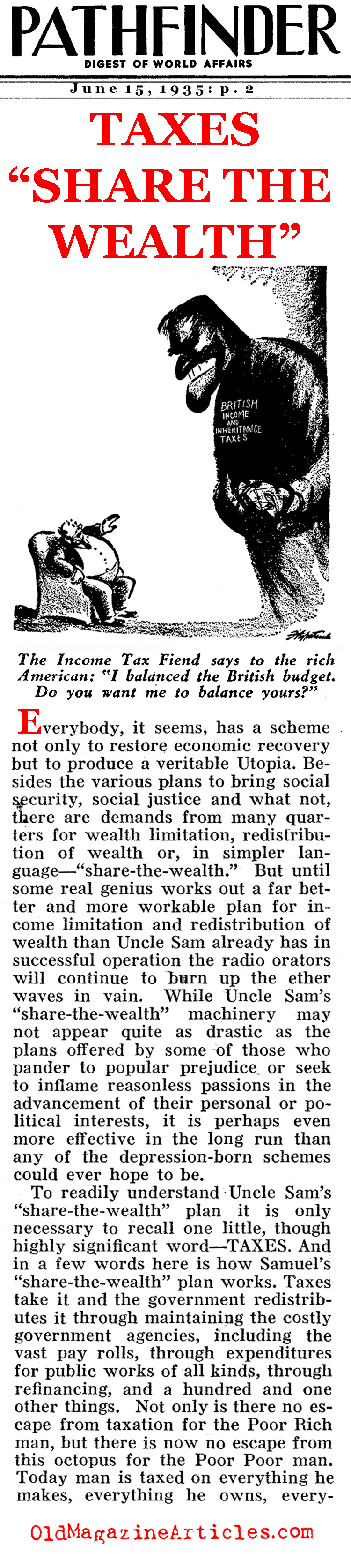 Distributing the Nation's Wealth... (Pathfinder Magazine, 1935)