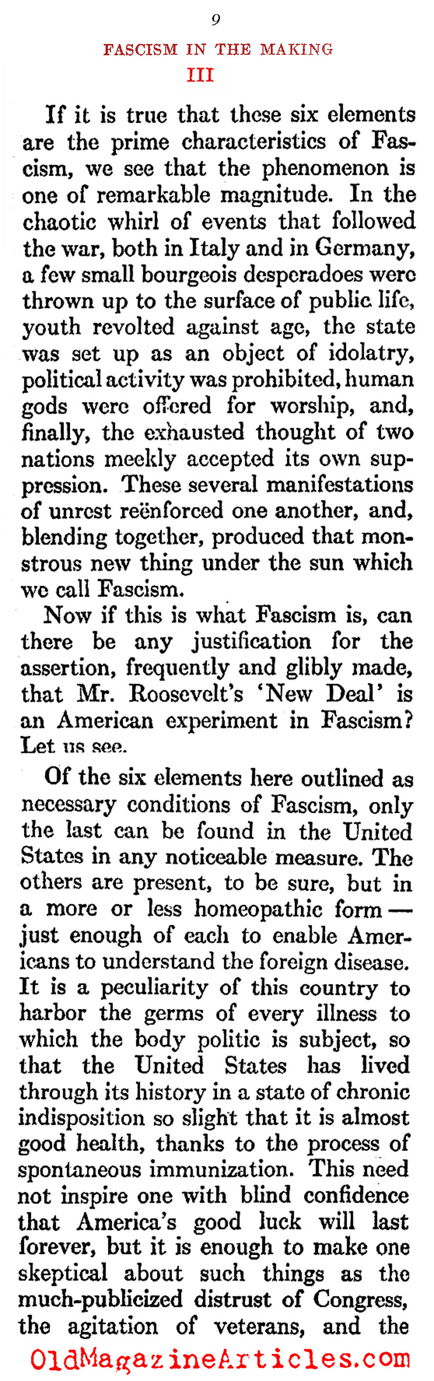 ''The New Deal Was Not Fascist''  (The Atlantic Monthly, 1933)