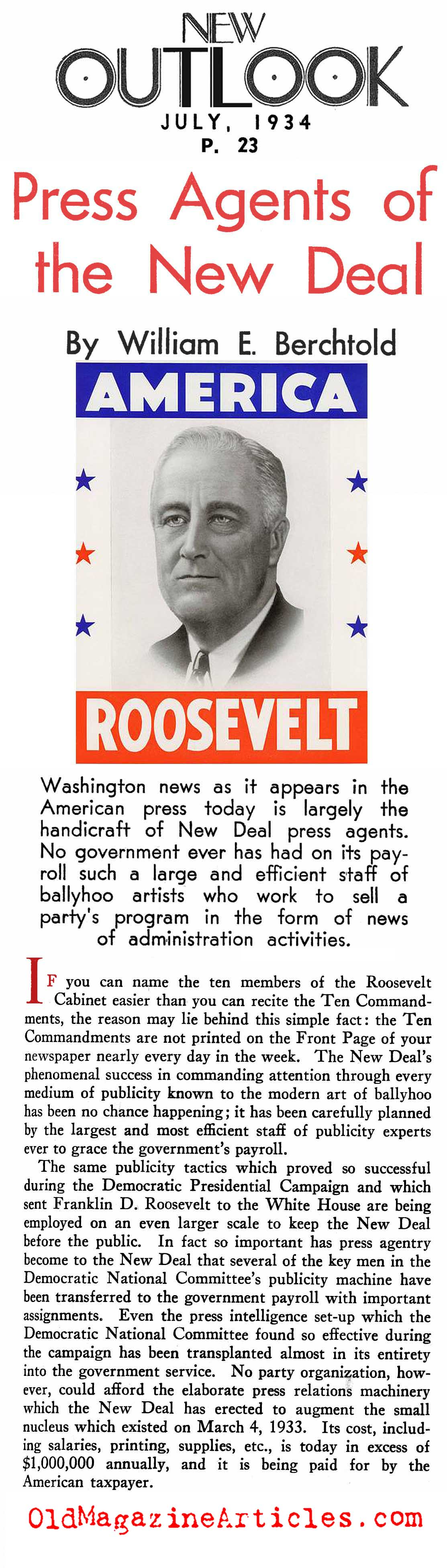 FDR's Publicity Machine (New Outlook Magazine, 1934)