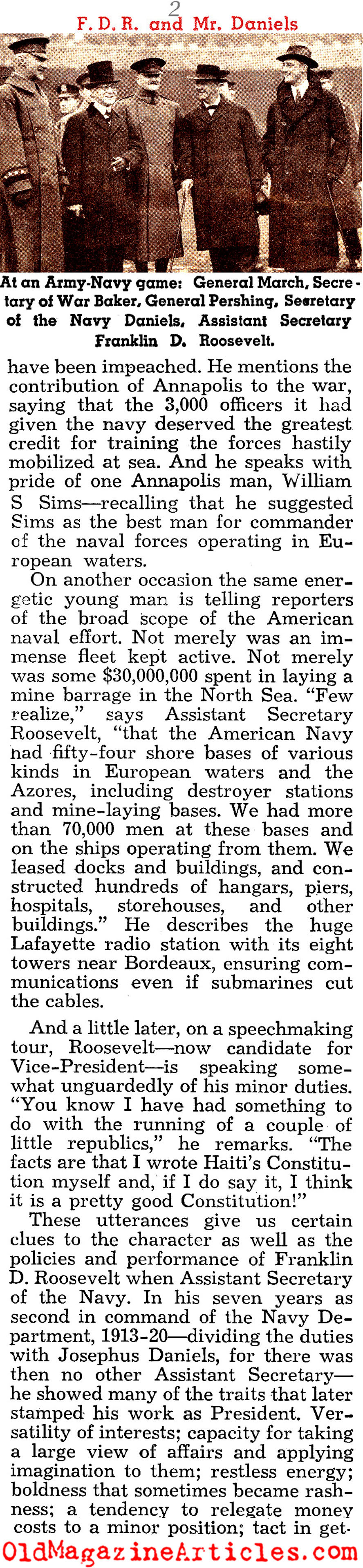 FDR in W.W. I (Liberty Magazine, 1942)