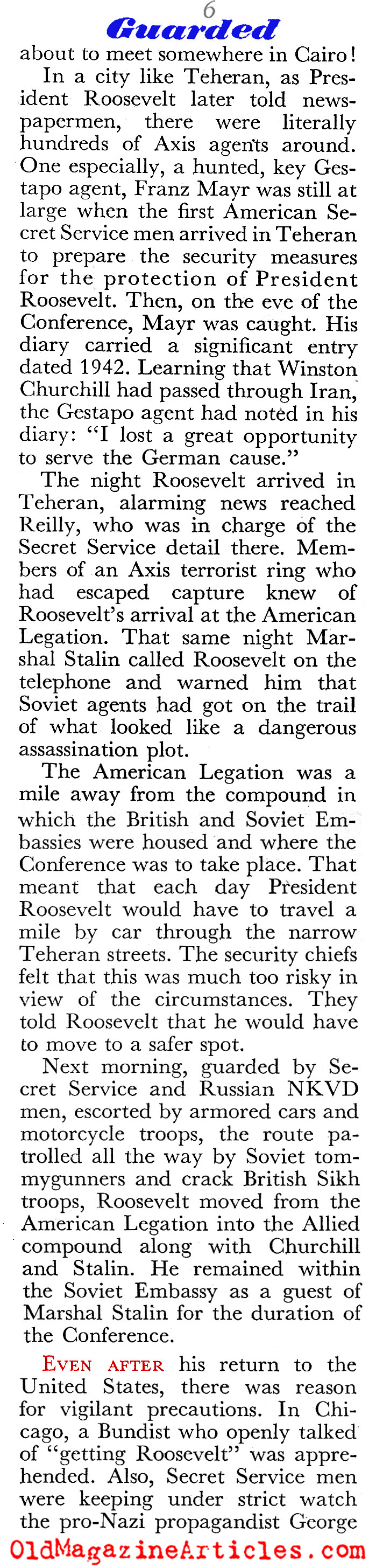 They Protected FDR (Coronet Magazine, 1945)