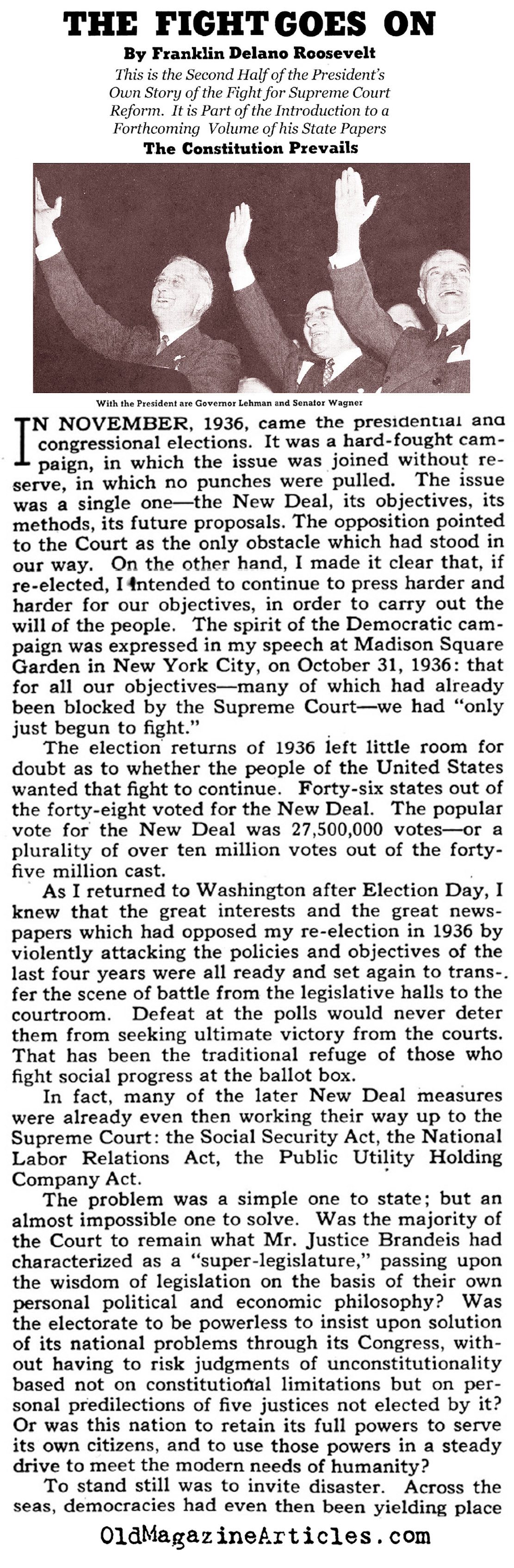 FDR on His Efforts to Pack the Court (Collier's Magazine, 1941)