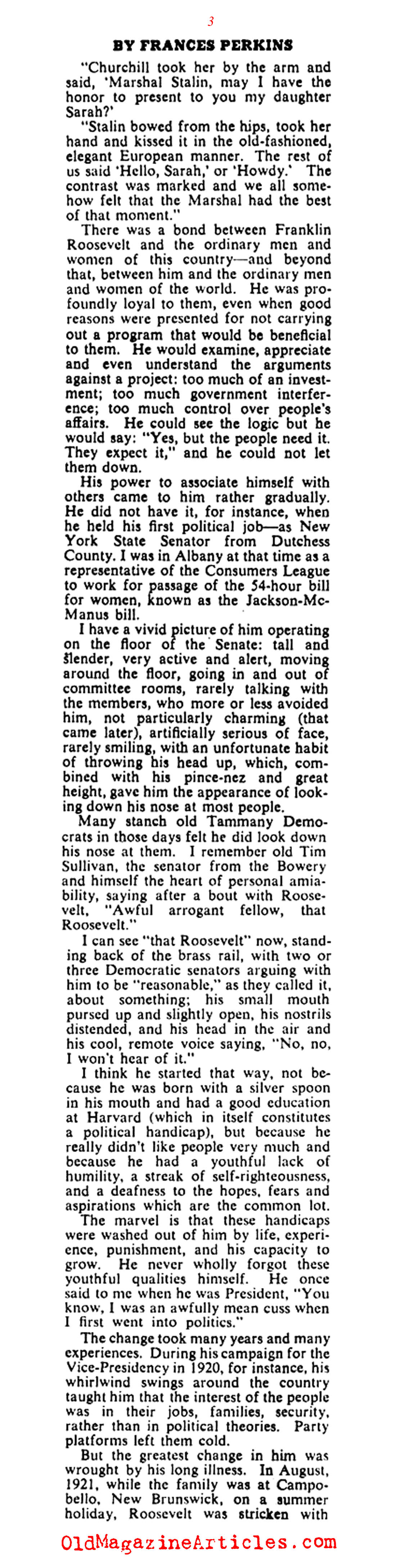 ''The Roosevelt I Knew'' (Collier's Magazine, 1946)