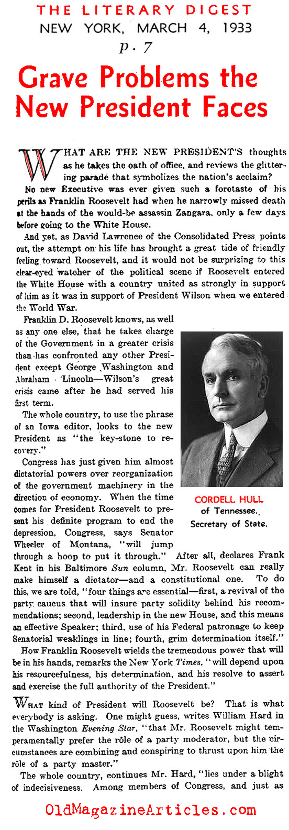 Roosevelt Takes Charge... (The Literary Digest, 1933)
