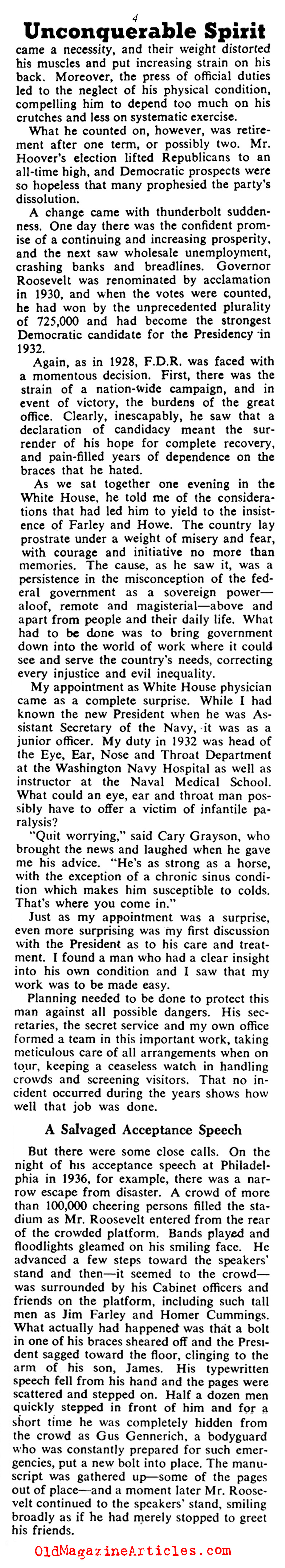 FDR's Doctor Speaks (Collier's Magazine, 1946)