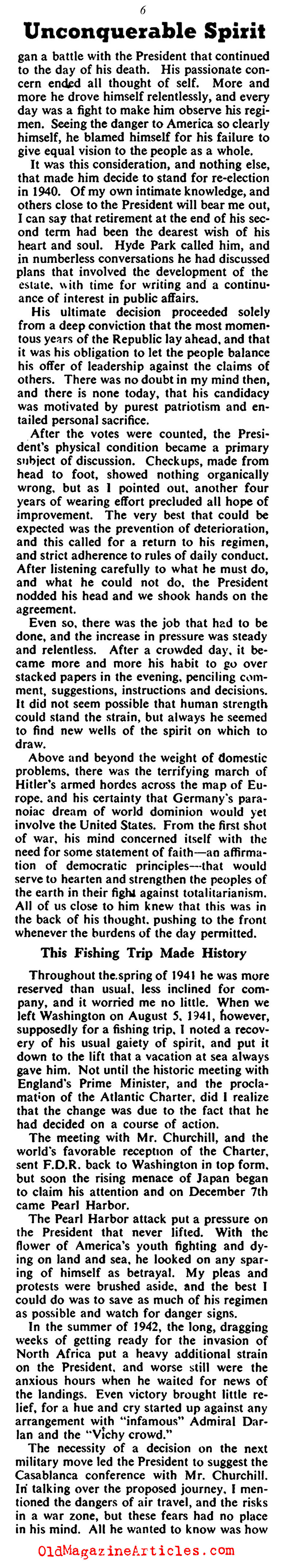 FDR's Doctor Speaks (Collier's Magazine, 1946)