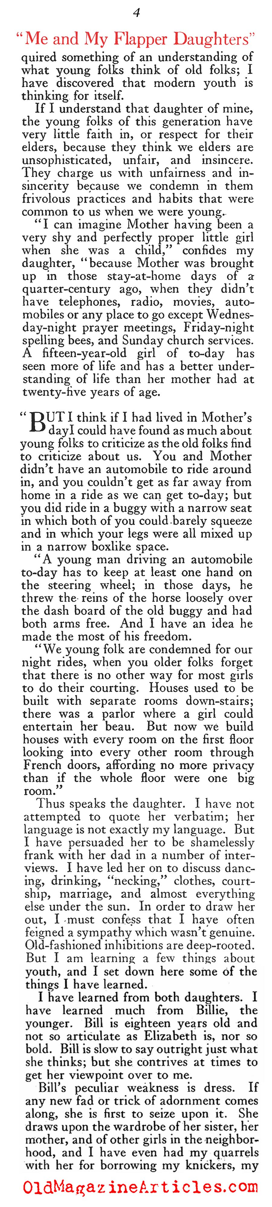 ''Me & My Flapper Daughters'' (American Magazine, 1927)