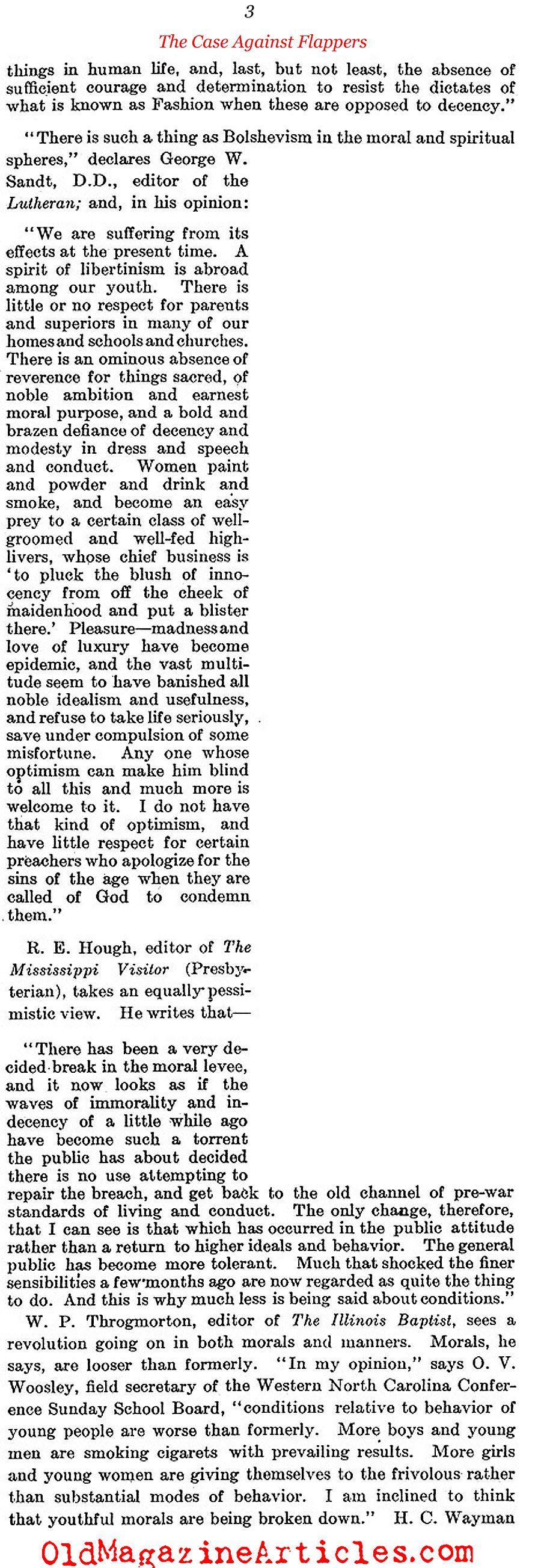 The Case Against Flappers (Literary Digest, 1922)