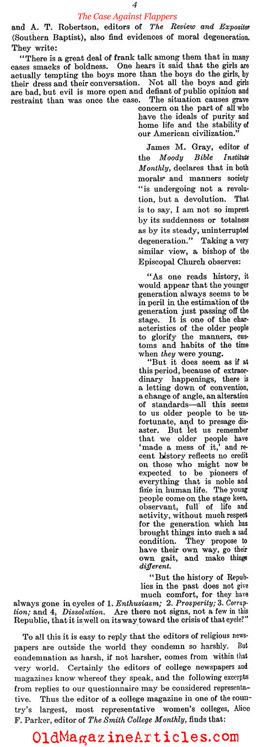 The Case Against Flappers (Literary Digest, 1922)