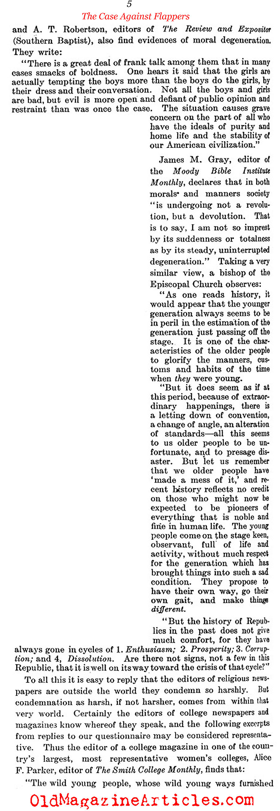 The Case Against Flappers (Literary Digest, 1922)