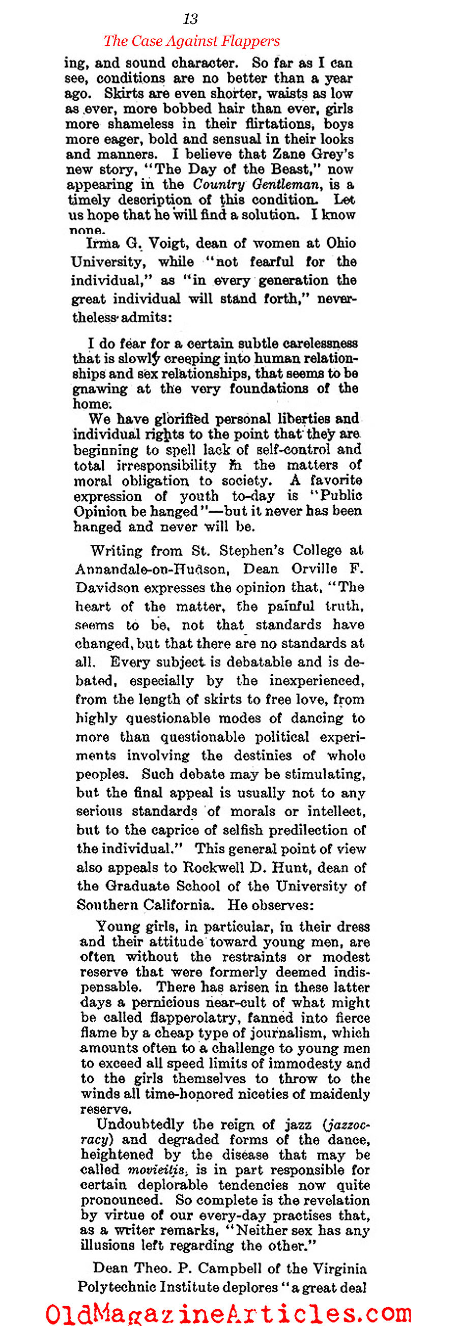 The Case Against Flappers (Literary Digest, 1922)