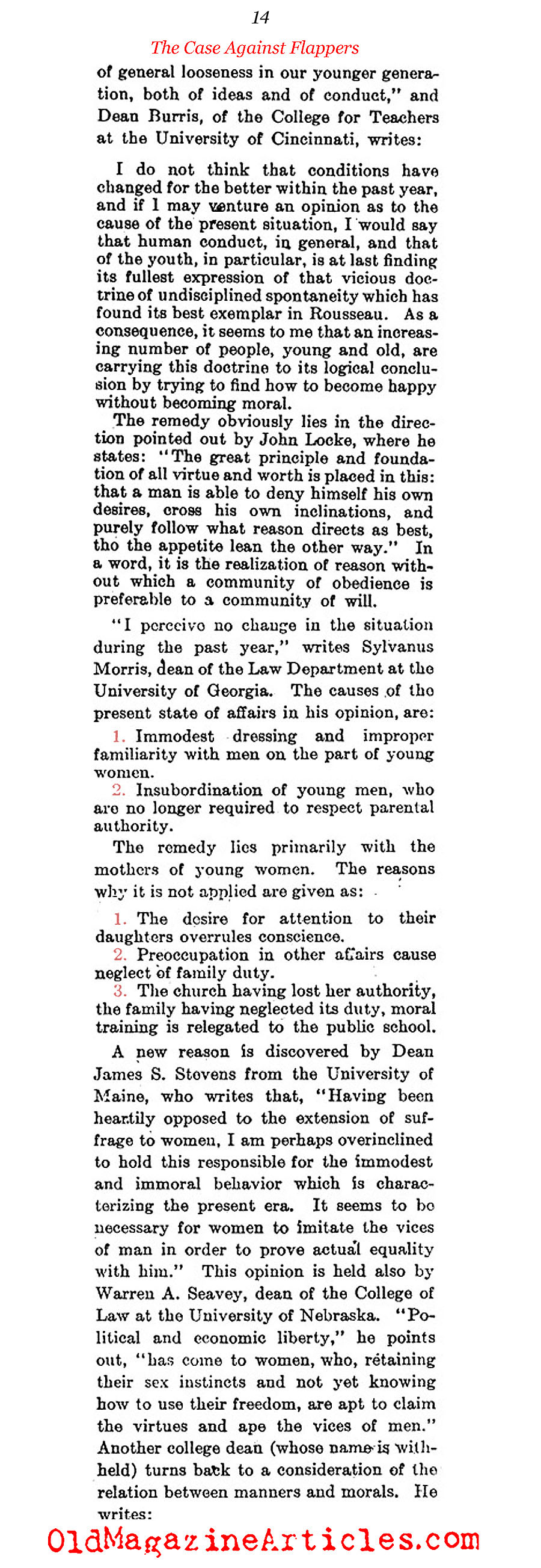 The Case Against Flappers (Literary Digest, 1922)