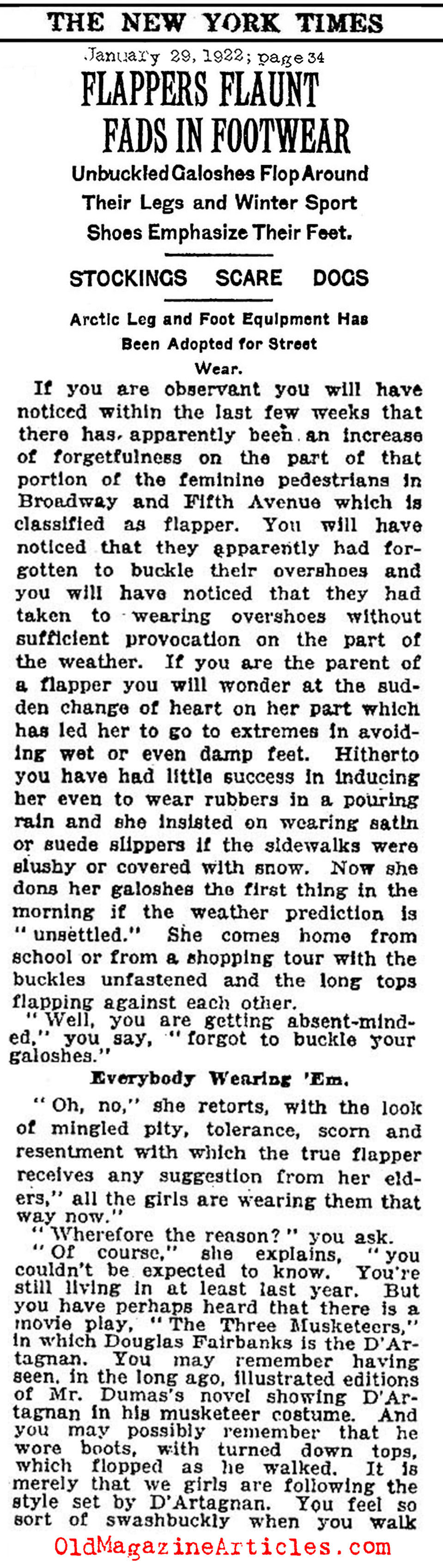 The Winter Look for Flappers (NY Times, 1922)