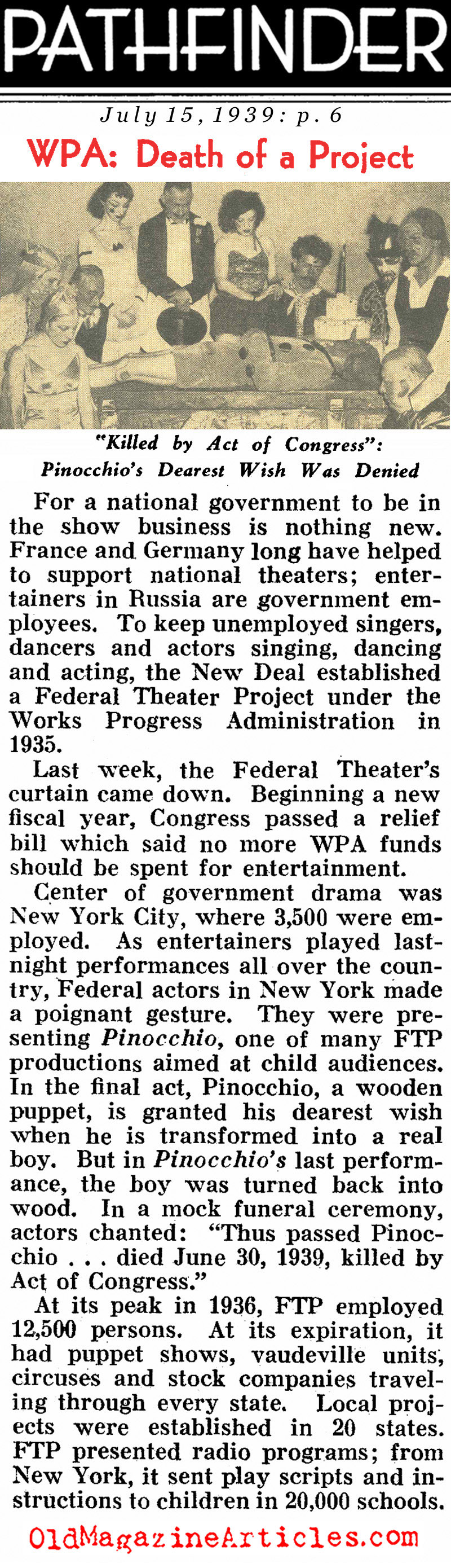 The Federal Theater Project (Pathfinder & Literary Digest Magazines, 1939)