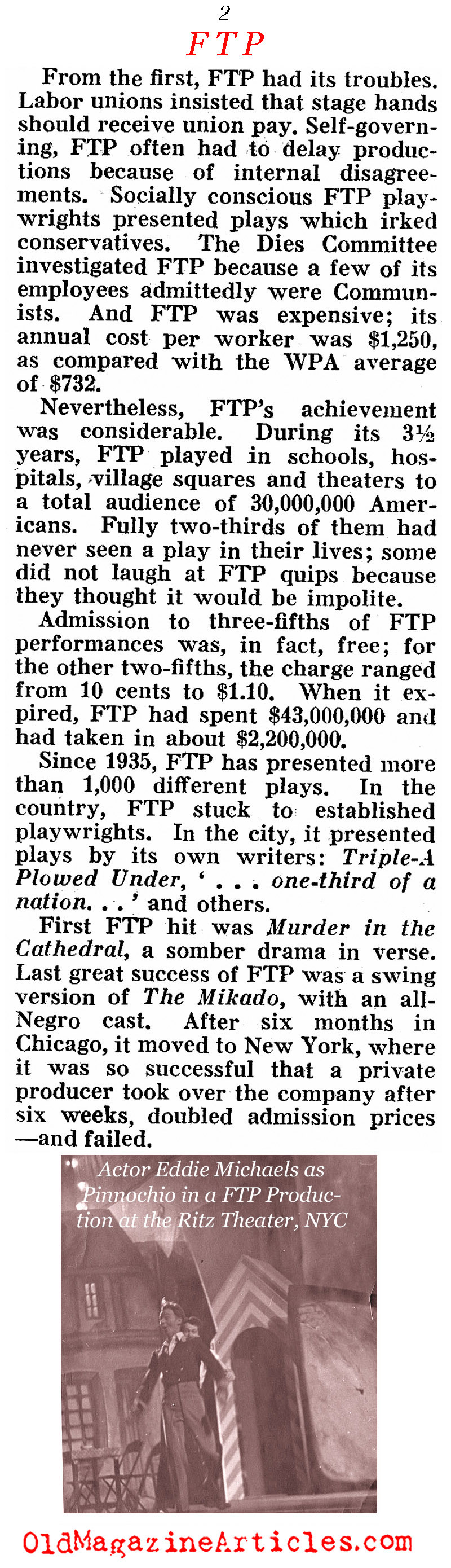 The Federal Theater Project (Pathfinder & Literary Digest Magazines, 1939)