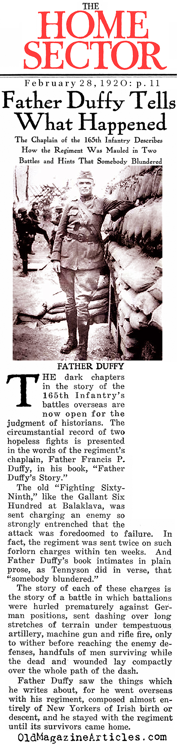 ''Father Duffy Tells What Happened'' (The Home Sector, 1920)