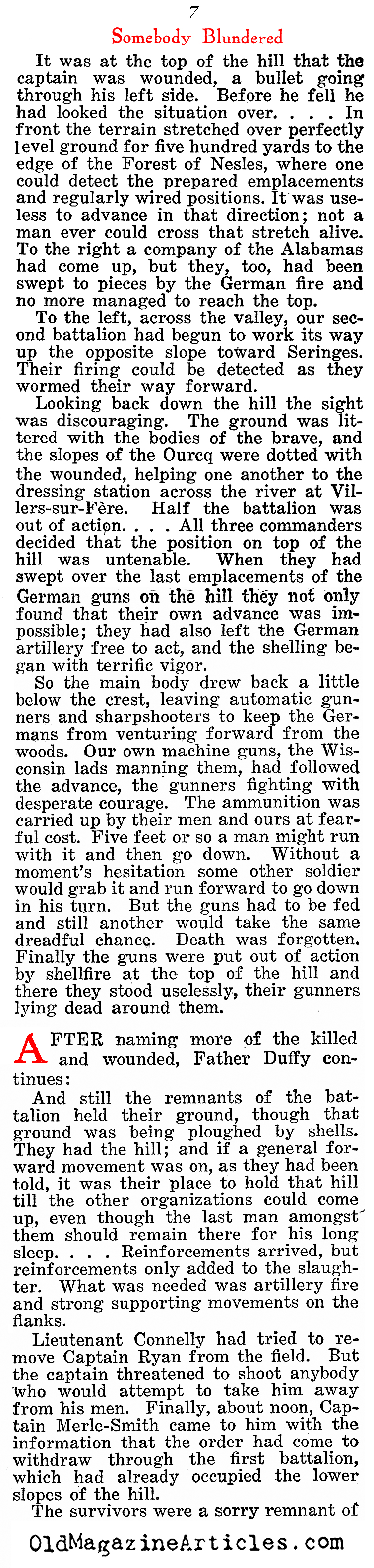 ''Father Duffy Tells What Happened'' (The Home Sector, 1920)