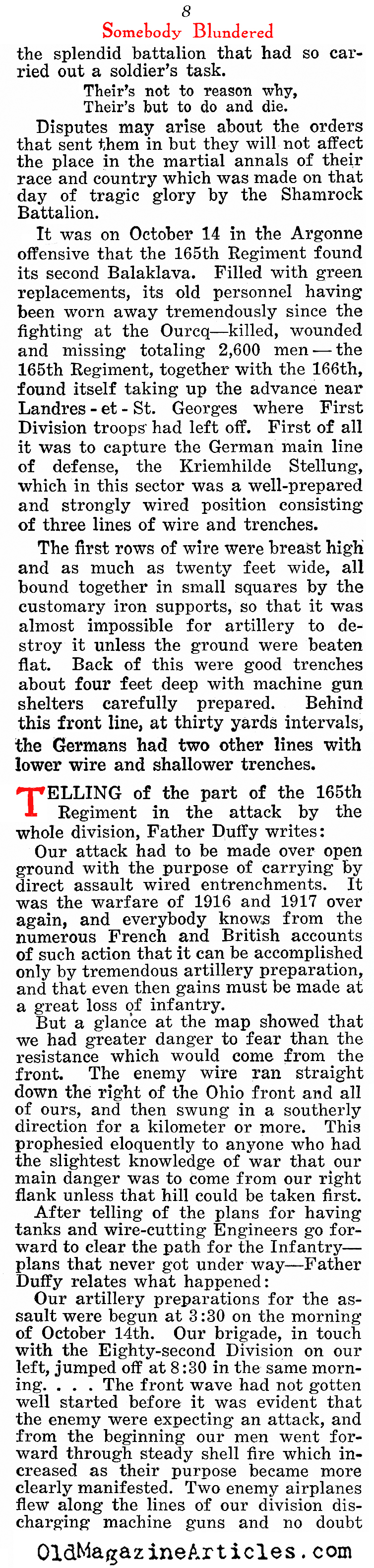 ''Father Duffy Tells What Happened'' (The Home Sector, 1920)