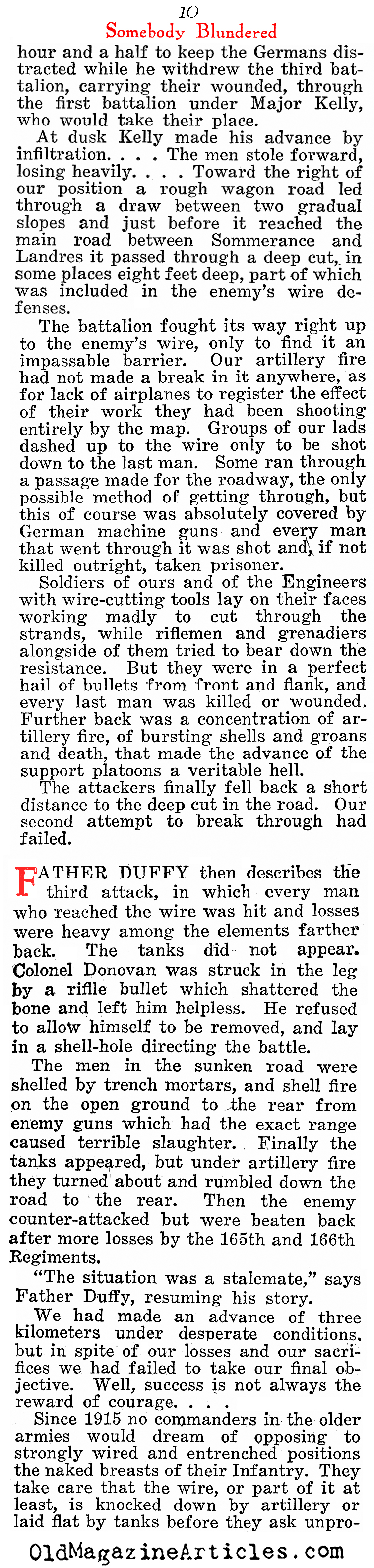 ''Father Duffy Tells What Happened'' (The Home Sector, 1920)