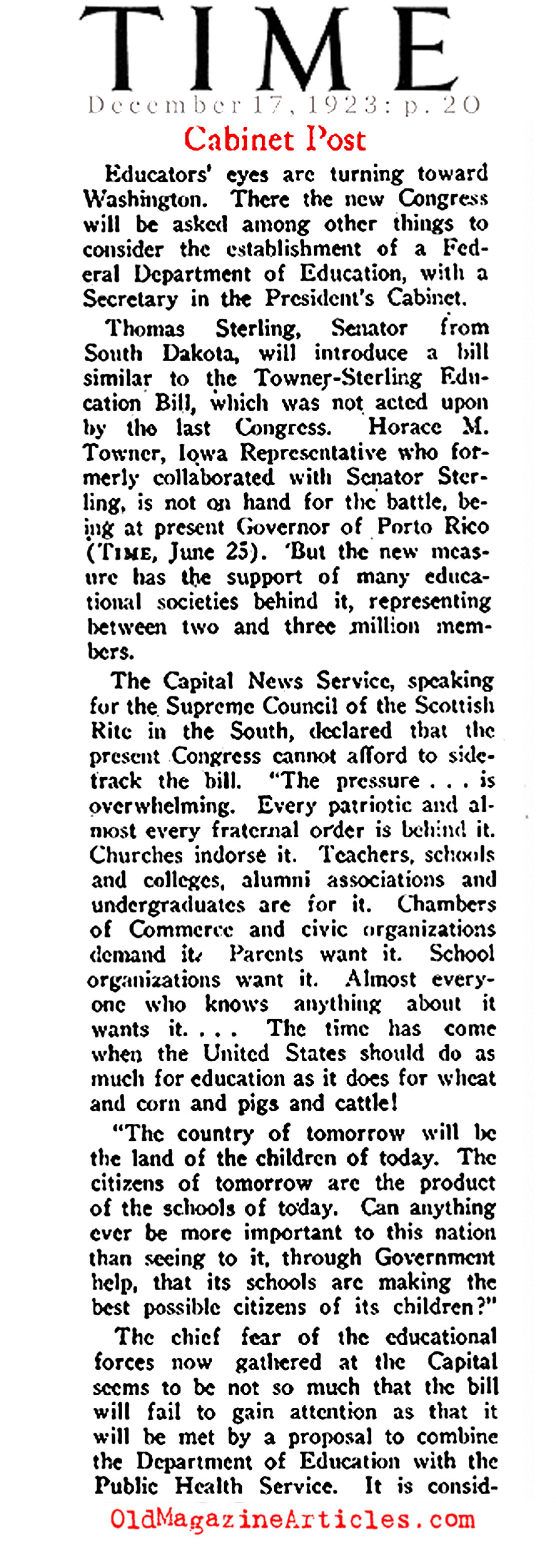 Should the Federal Government Fund Schools <i>at All?</i> (Literary Digest, 1921)