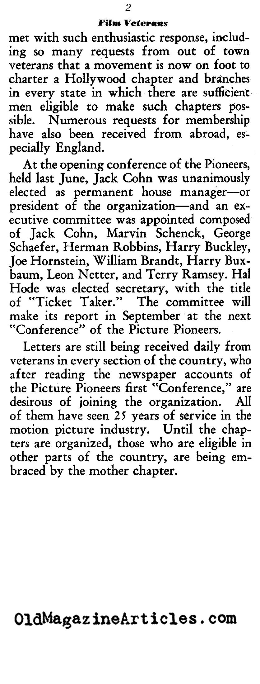 The Founders of the Hollywood Film Colony Gather Together<BR>(Film Daily, 1939)