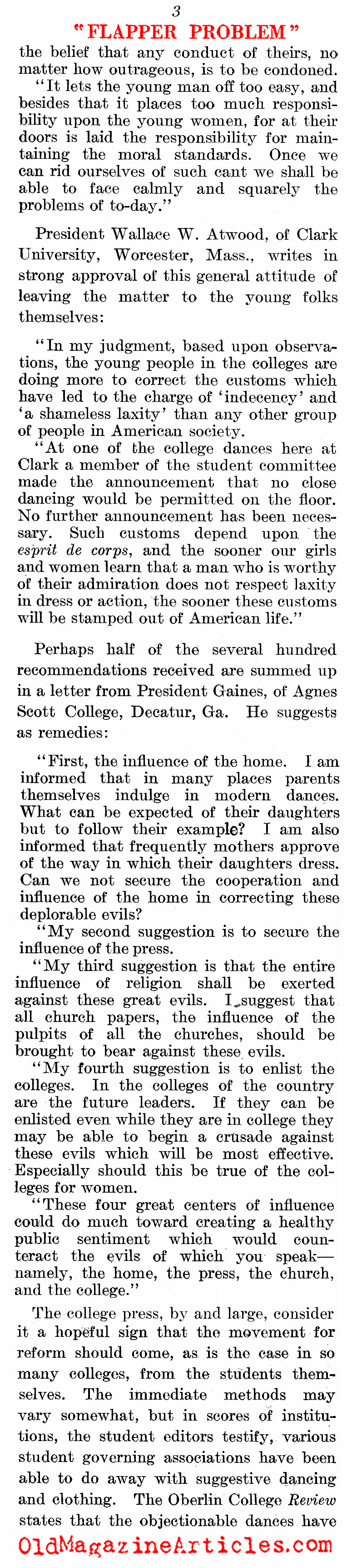 The Flapper Debate (Literary Digest, 1921)