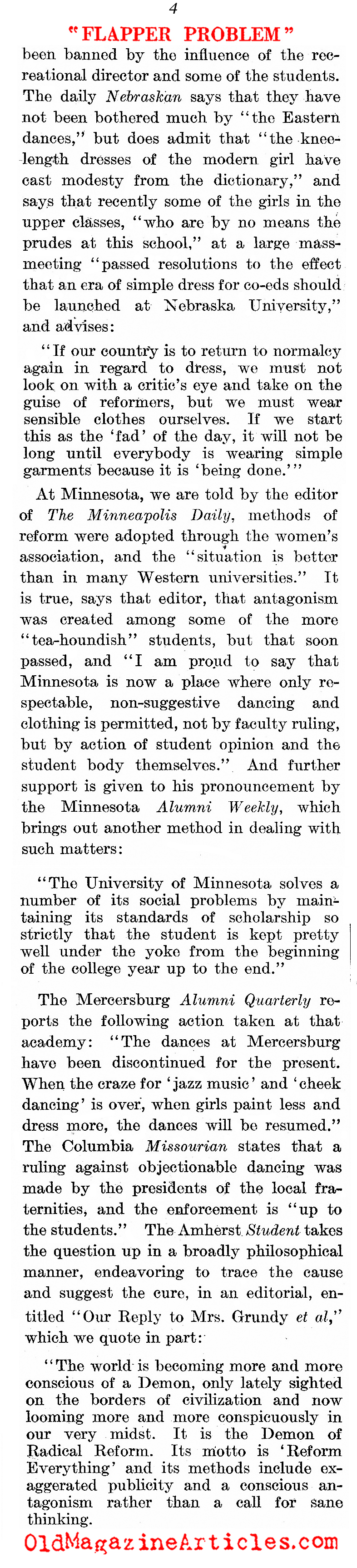 The Flapper Debate (Literary Digest, 1921)