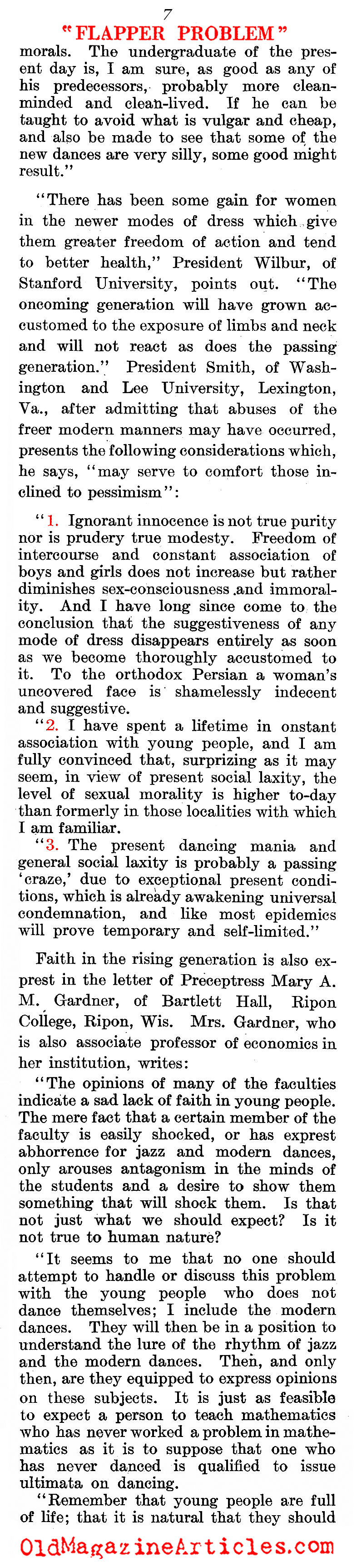 The Flapper Debate (Literary Digest, 1921)