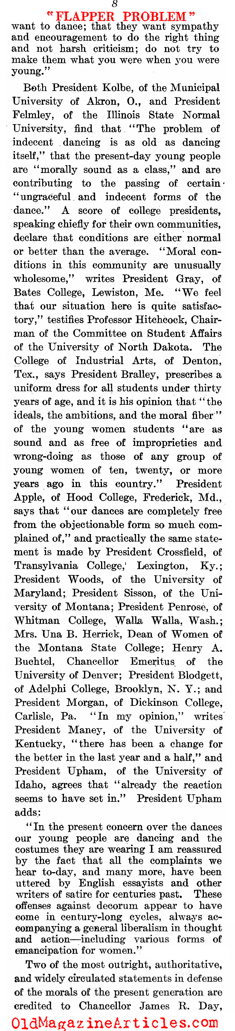 The Flapper Debate (Literary Digest, 1921)