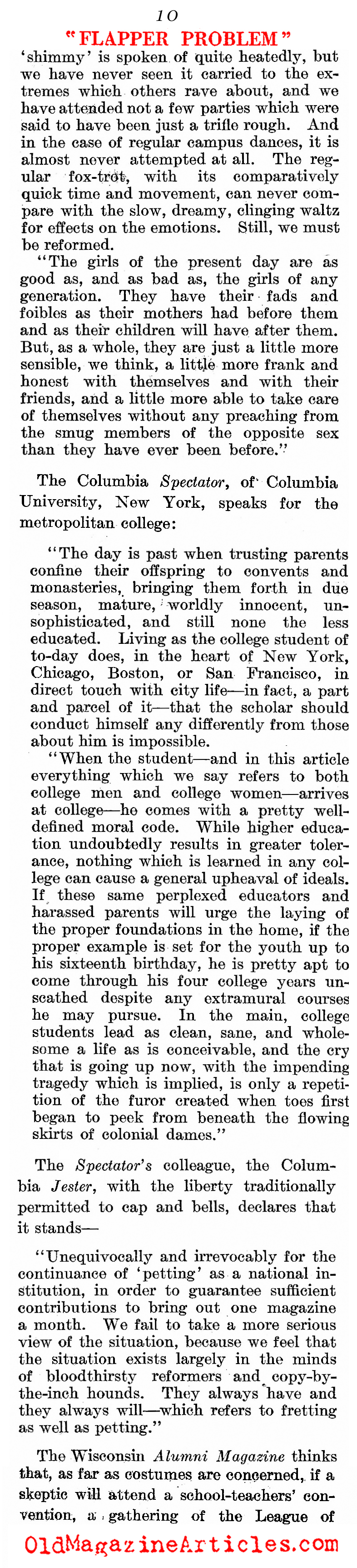 The Flapper Debate (Literary Digest, 1921)