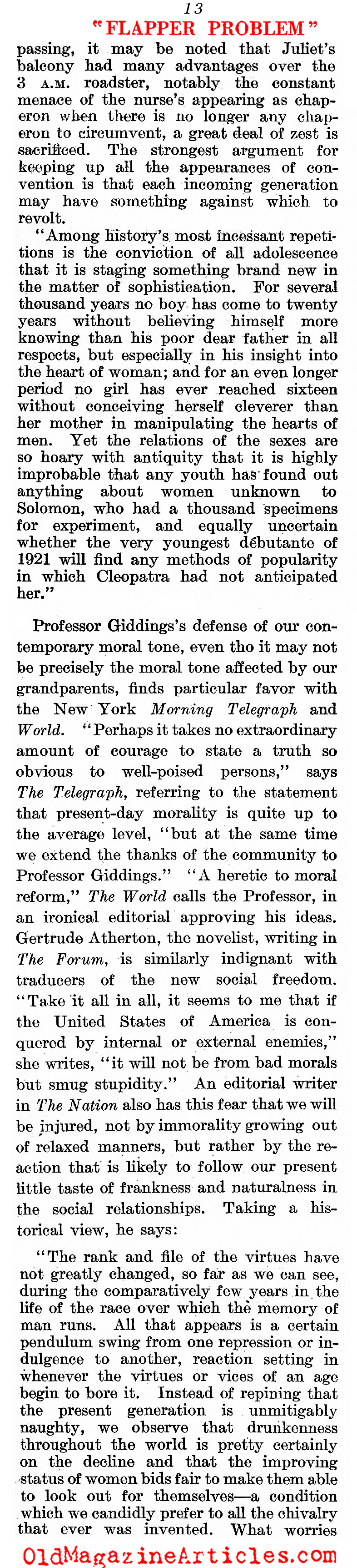 The Flapper Debate (Literary Digest, 1921)