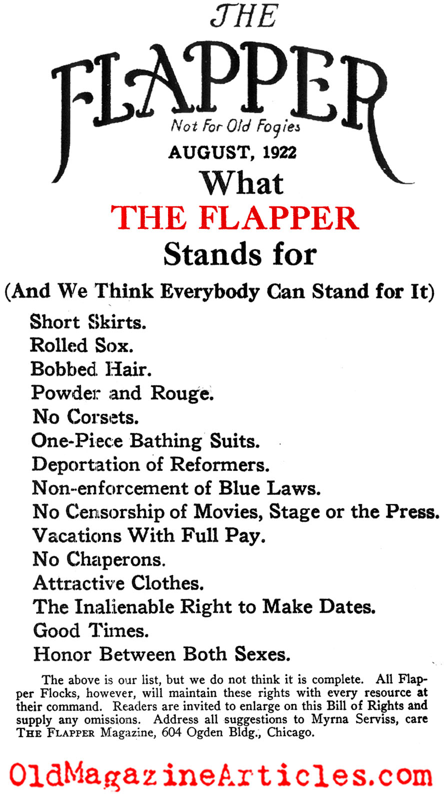 What Flappers Stood For (Flapper Magazine, 1922)