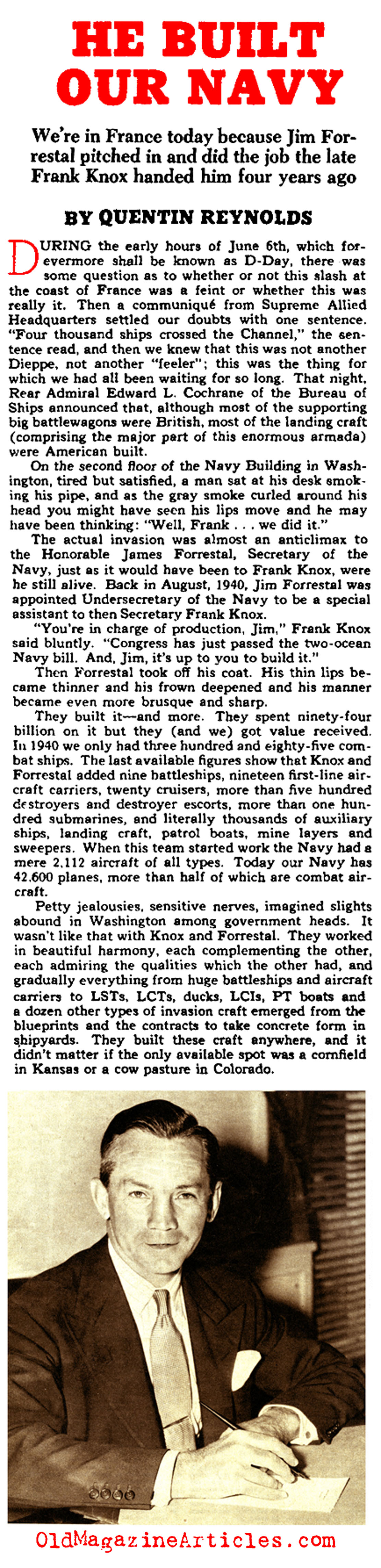 James Forrestal: Secretary of the Navy (Collier's Magazine, 1944)