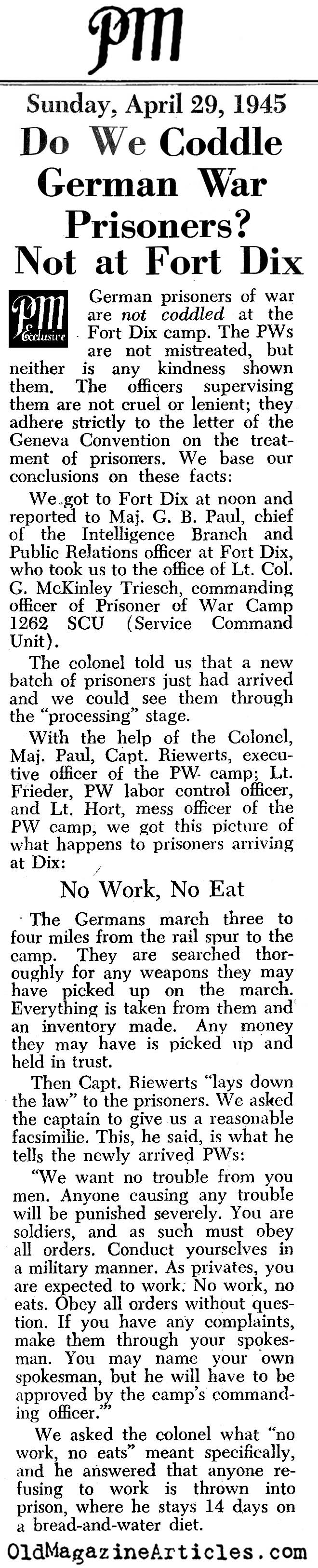 POWs at Fort Dix (PM Tabloid, 1945)