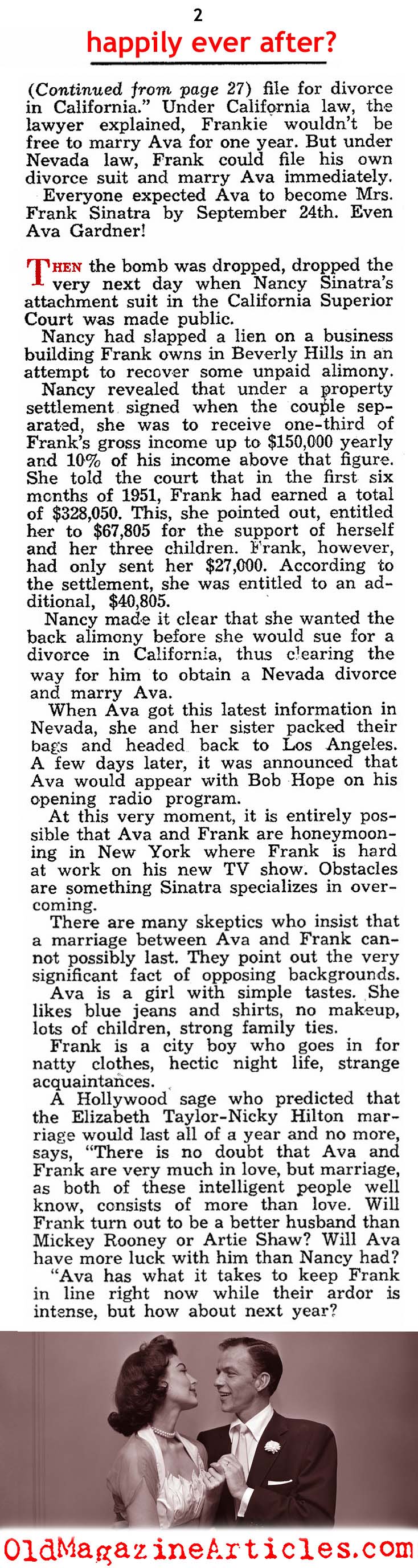 Frank Sinatra and Ava Gardner To  Wed  (Modern Screen, 1951)