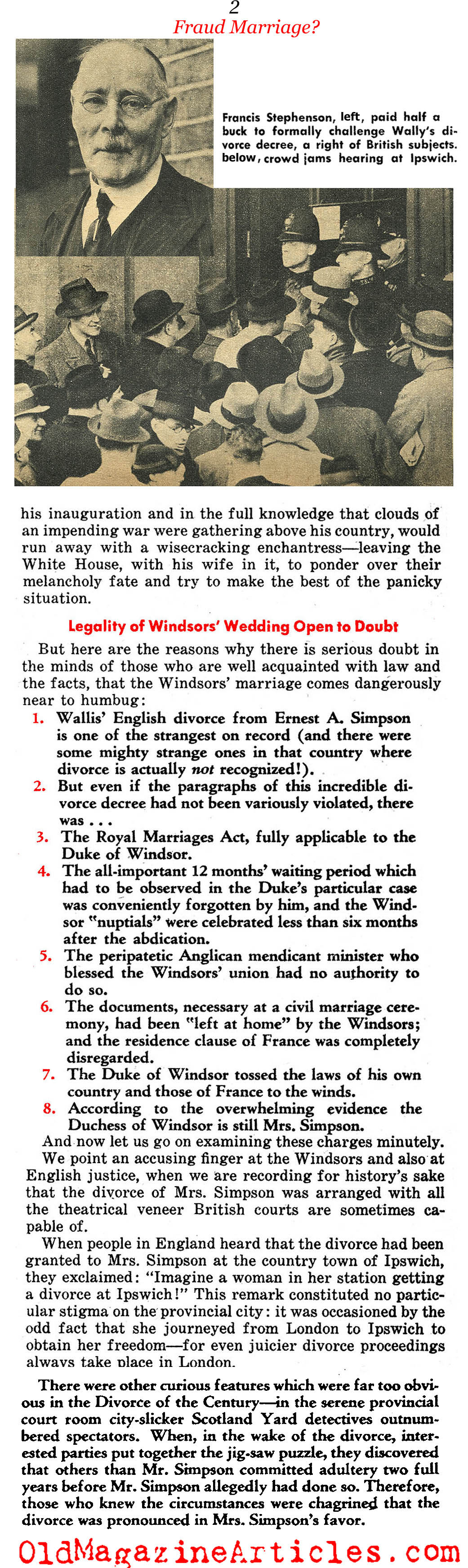 Was The Windsor Marriage Legal? (Confidential Magazine, 1954)