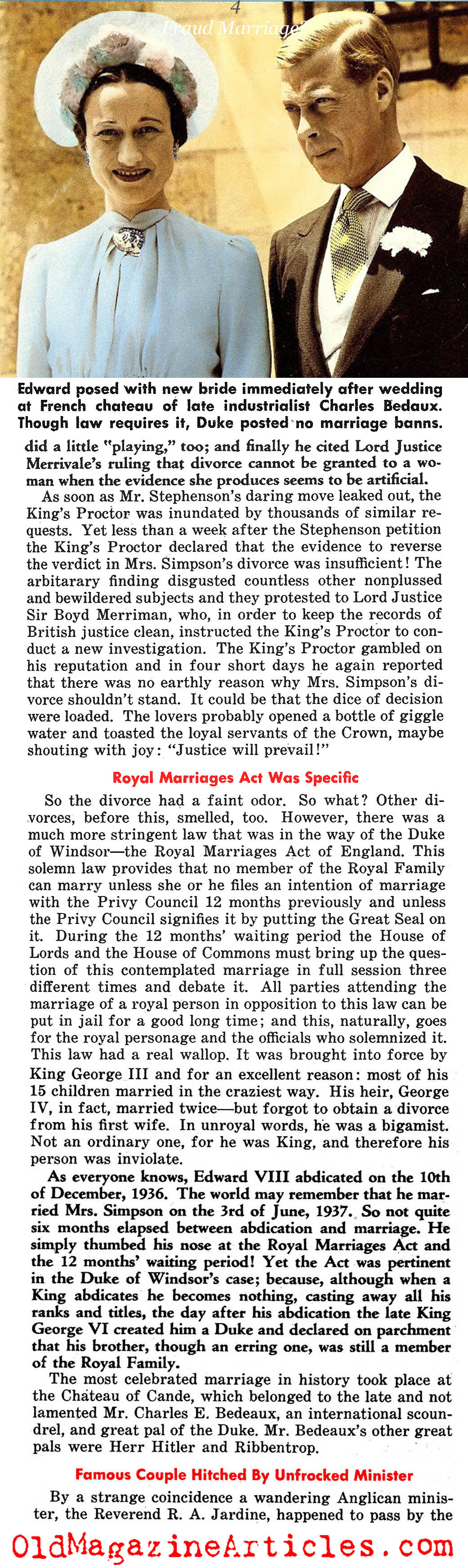 Was The Windsor Marriage Legal? (Confidential Magazine, 1954)
