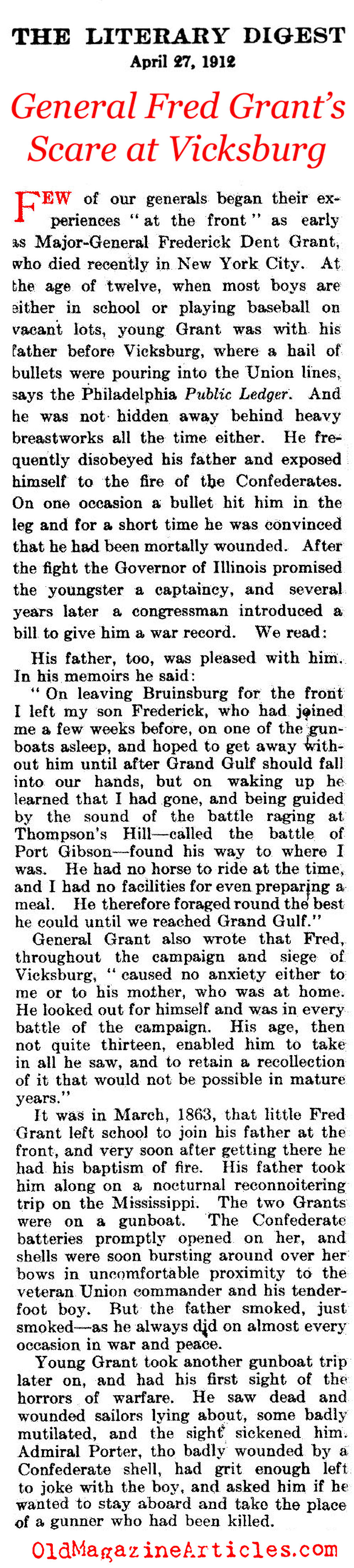 The Boy at Vicksburg (Literary Digest, 1912)