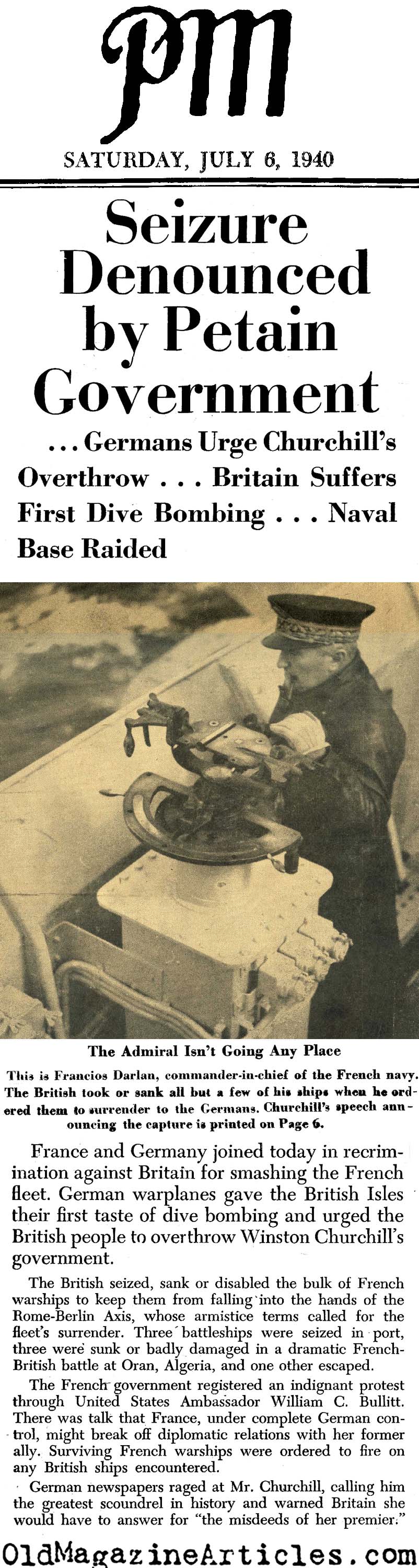 The French Navy In The Balance (PM Tabloid, 1940)