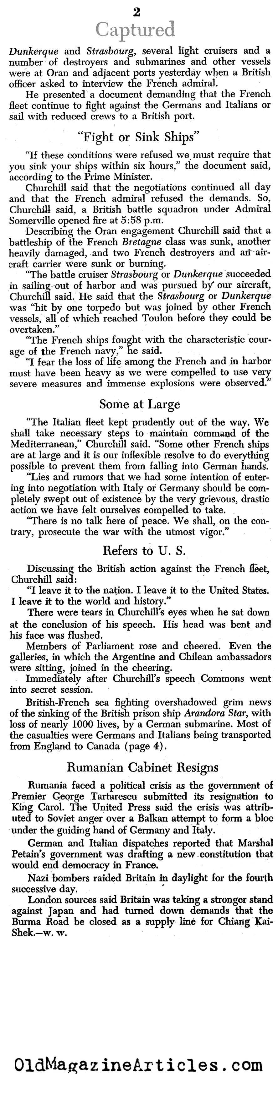 The French Navy In The Balance (PM Tabloid, 1940)