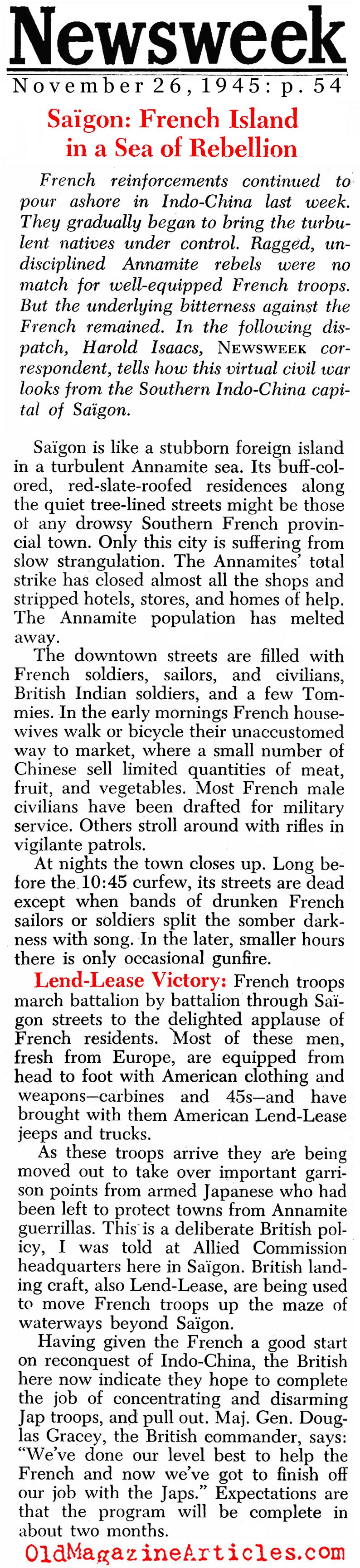 The French Return To Vietnam (Newsweek Magazine, 1945)
