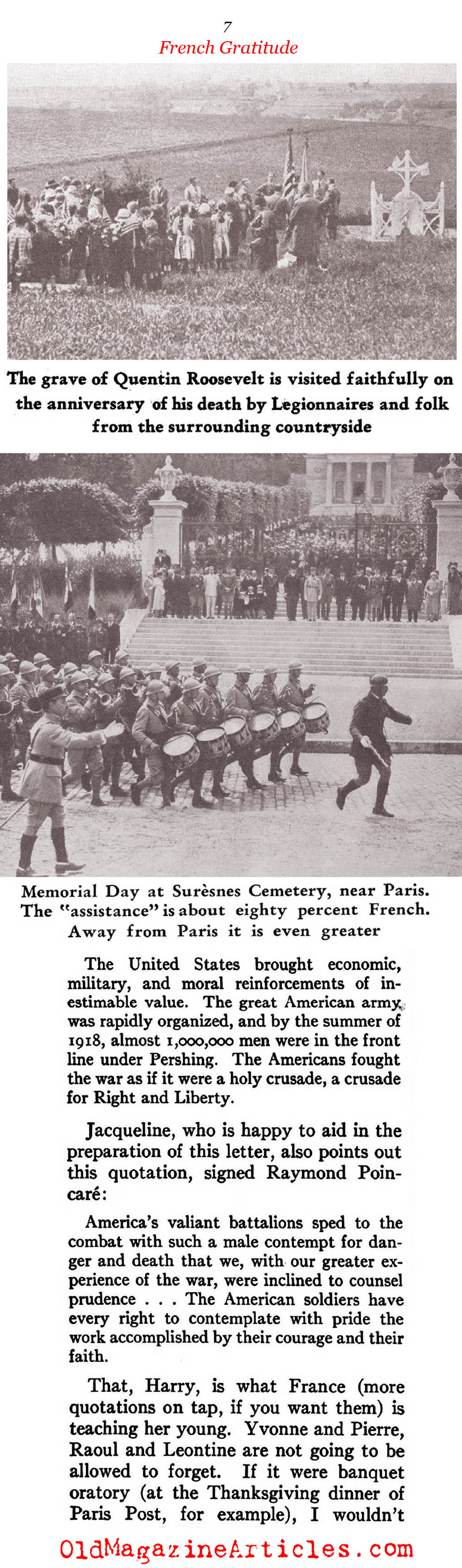 American W.W. I  Cemeteries and  French Gratitude (American Legion Monthly, 1936)