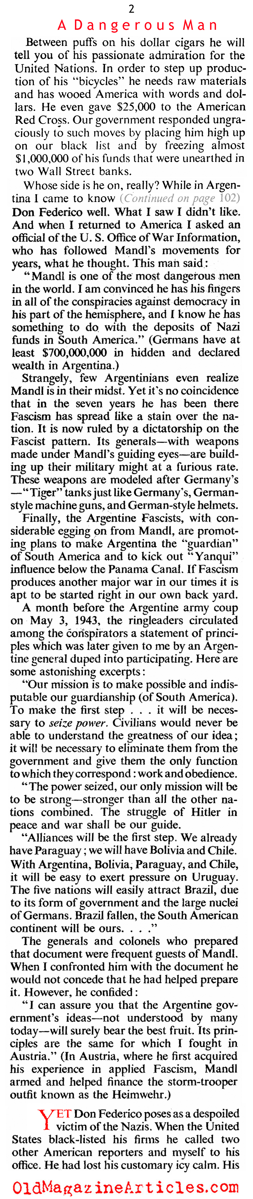 Hitler's Man in Buenos Aires (American Magazine, 1945)