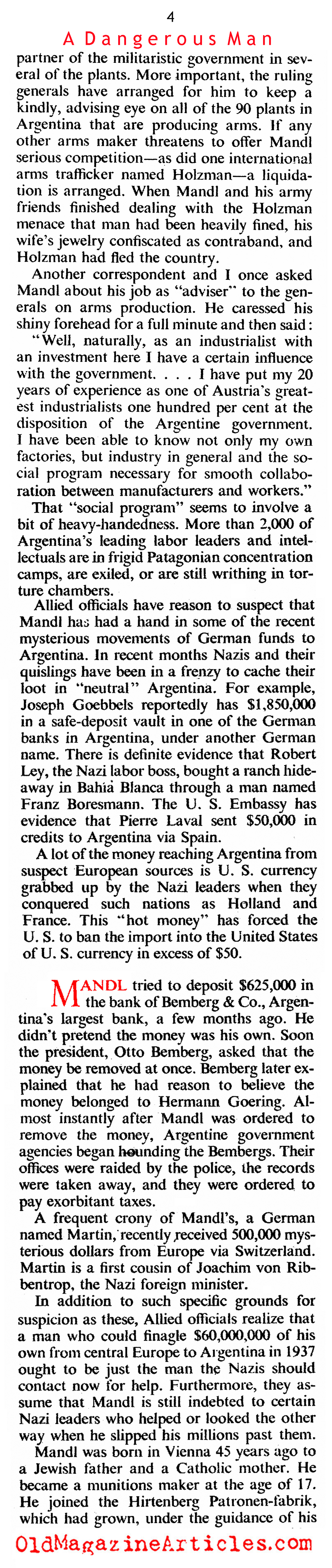 Hitler's Man in Buenos Aires (American Magazine, 1945)
