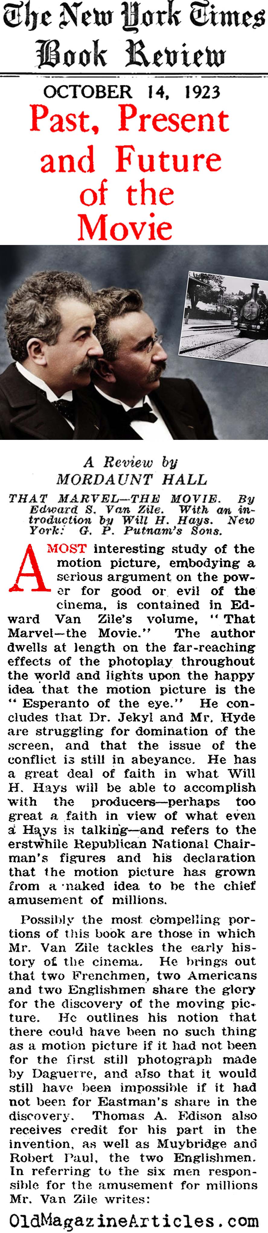 Recalling the 'Future' of the Movies (N.Y. Times Book Review, 1923)