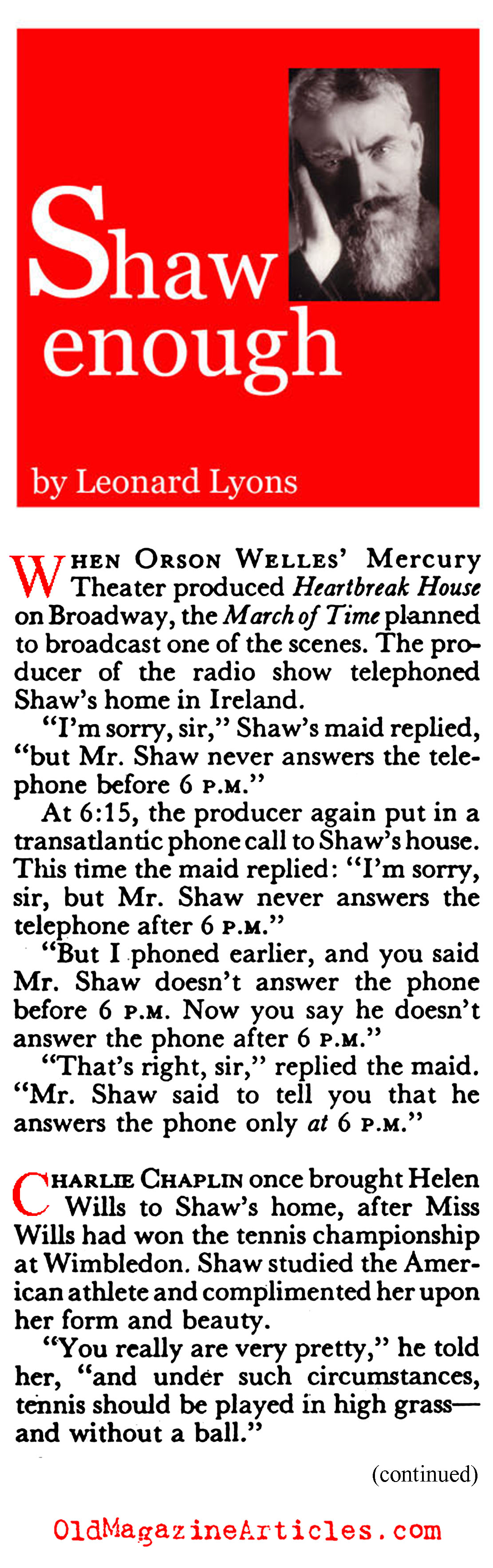 Shavian Witticisms (Coronet Magazine, 1947)