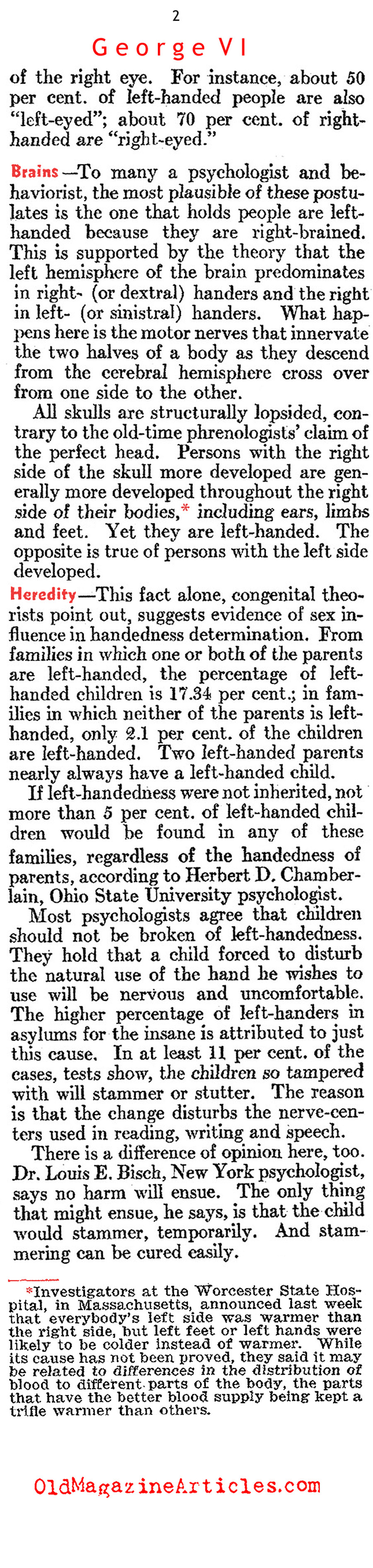 George VI: Corrections were Made that had Consequences (Literary Digest, 1937)