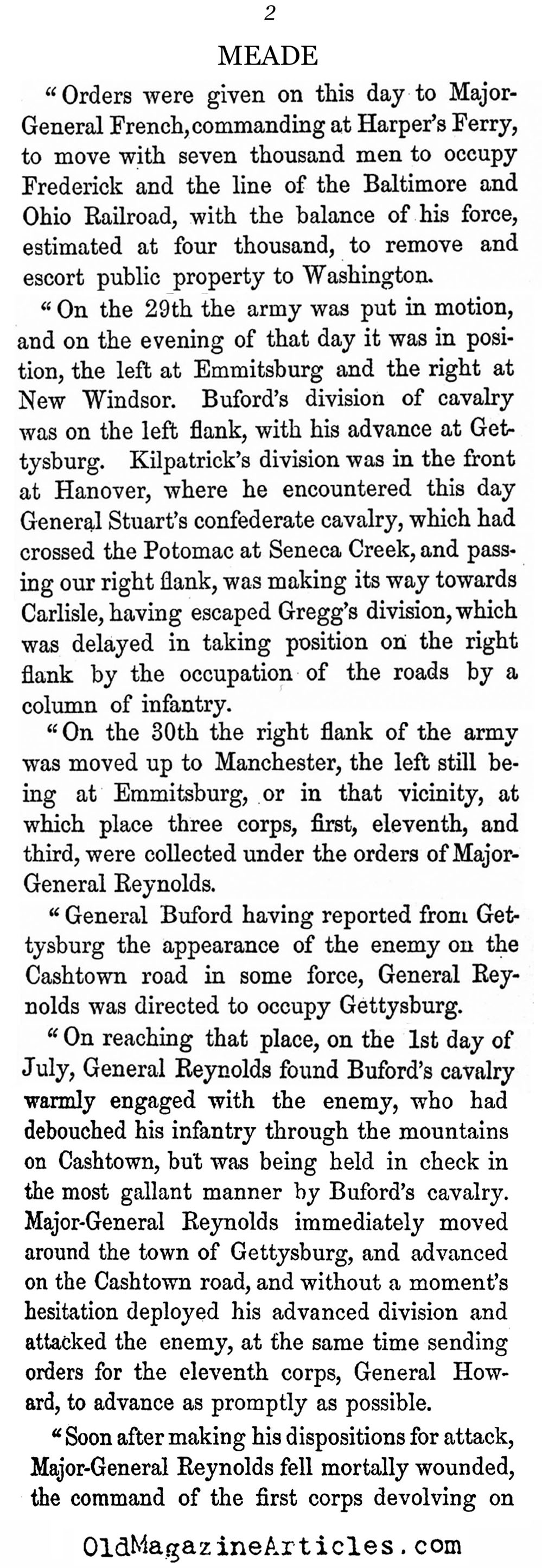 General Meade's Report on the Battle of Gettysburg (History of the U.S. , 1867)