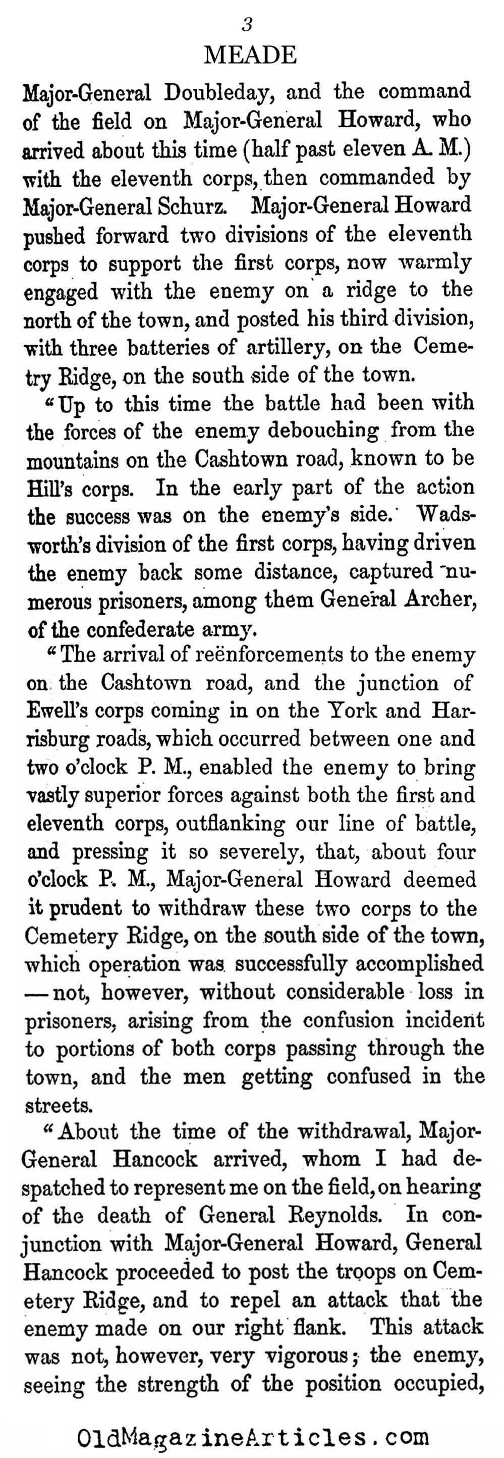 General Meade's Report on the Battle of Gettysburg (History of the U.S. , 1867)